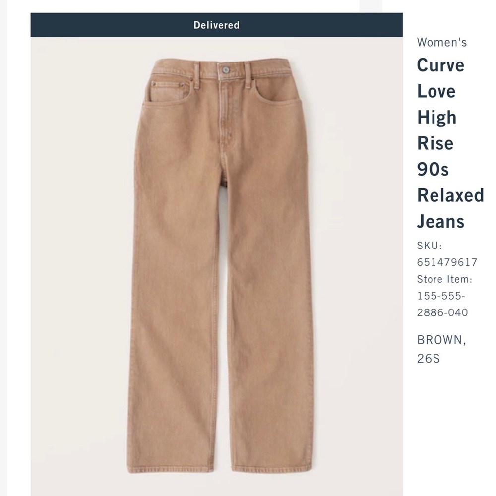Abercrombie & Fitch - Curve Love, High rise 90’s Relaxed Jeans (Brown)